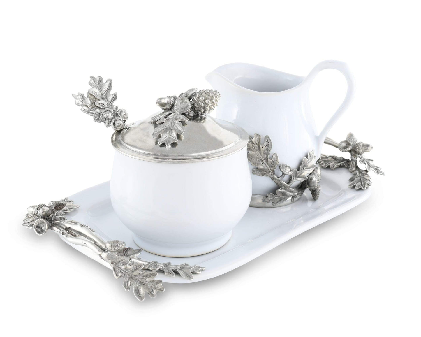 Vagabond House Pewter Acorn & Oak Leaf Creamer Set