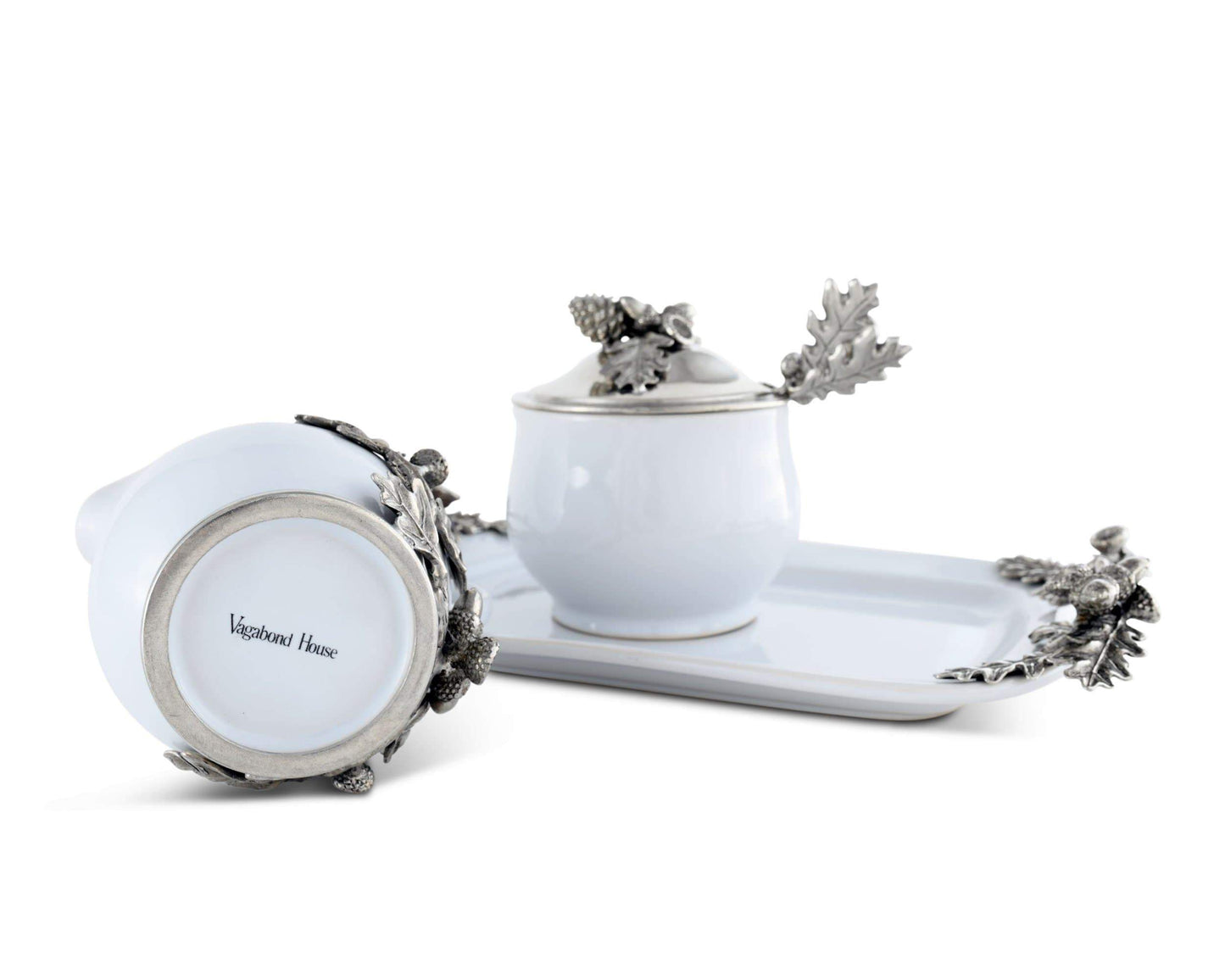 Vagabond House Pewter Acorn & Oak Leaf Creamer Set
