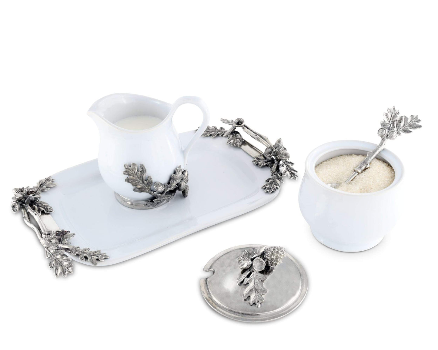 Vagabond House Pewter Acorn & Oak Leaf Creamer Set